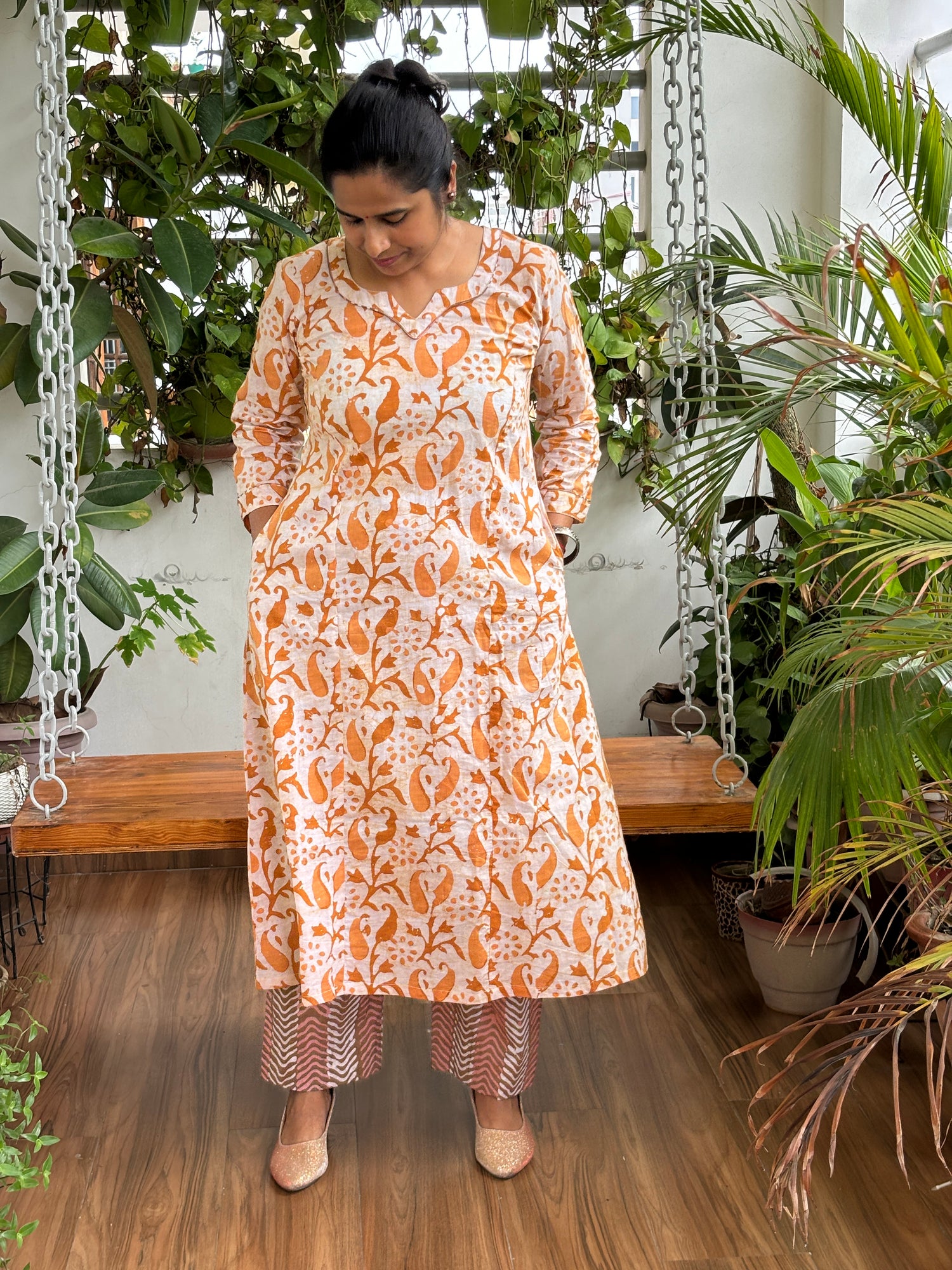 A-Line White Cotton Co-Ord Set
down view