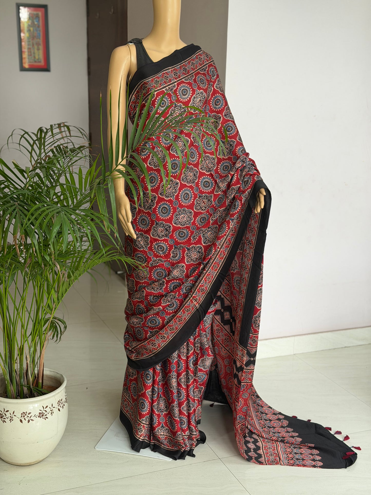 Ajrakh Modal Saree