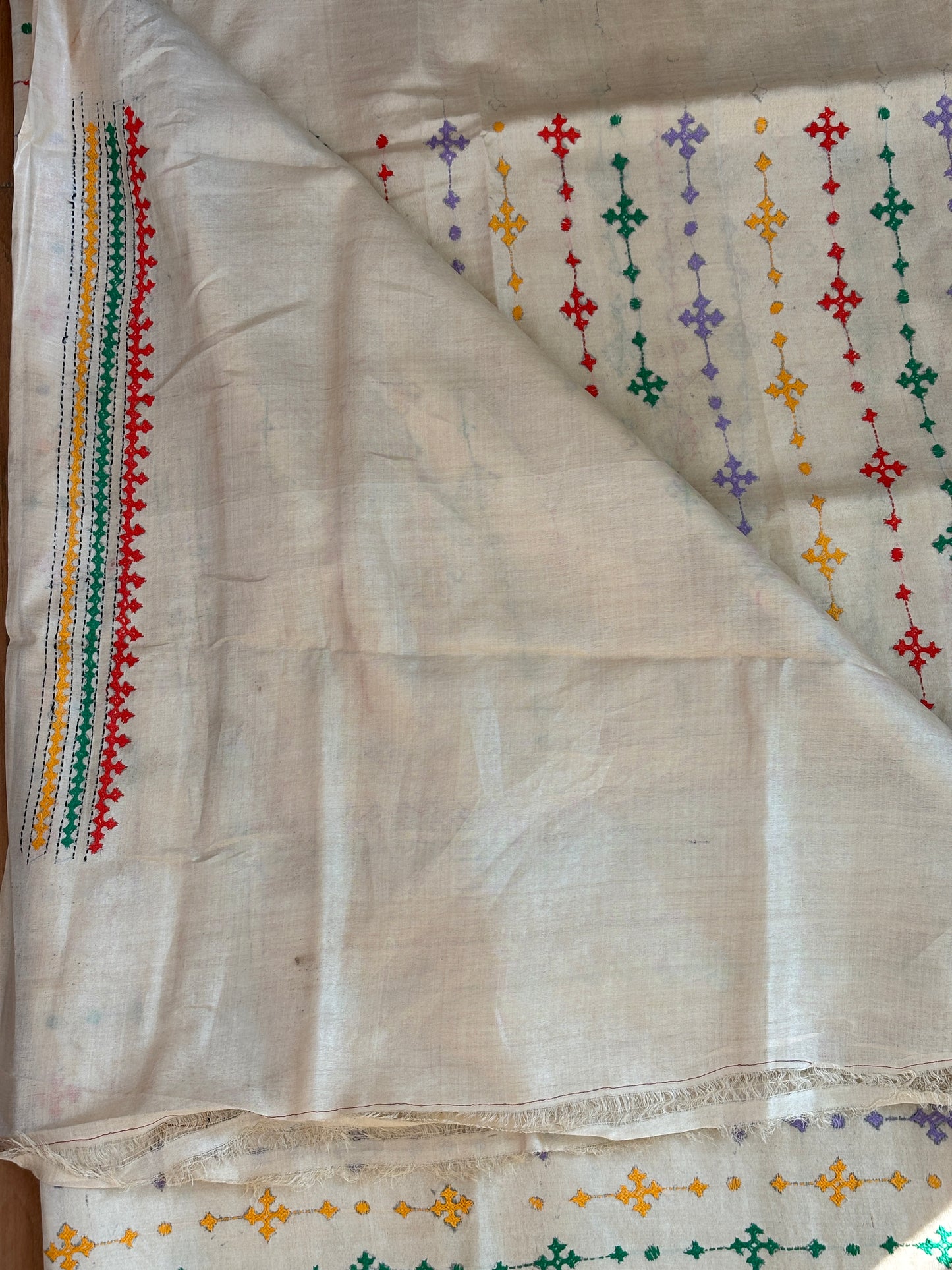 Ahana- Tussar Silk Gujrati Kutch Hand Embroidered Saree