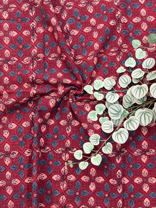 Madder Green  Ajrakh Cotton Fabric