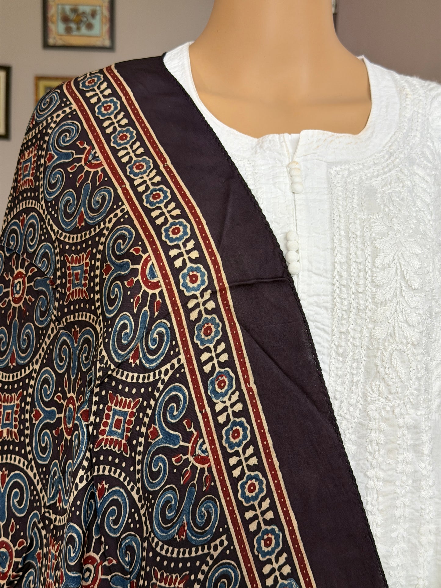 Ajrakh Hand Block Printed Modal Stole