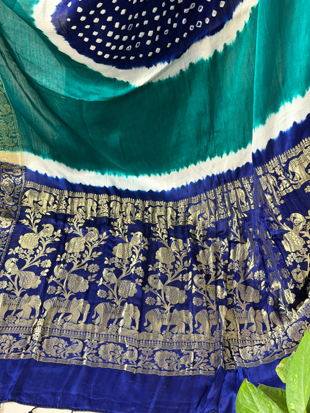 Modal Designer Bandhej Saree With Banarasi Border And Palla