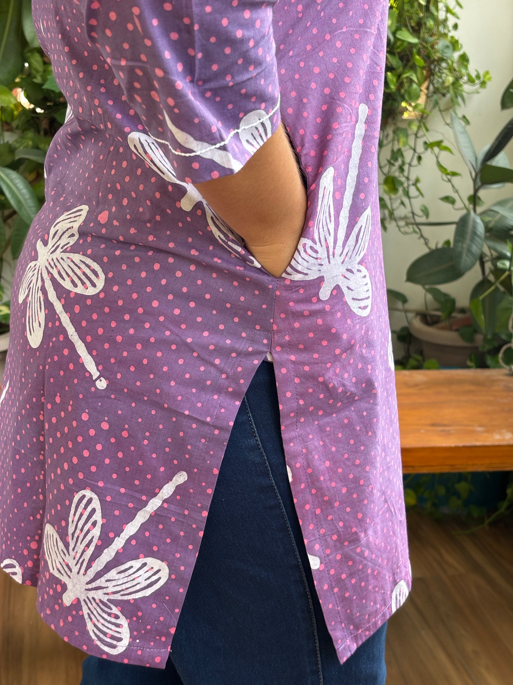 cotton short kurta pocket view