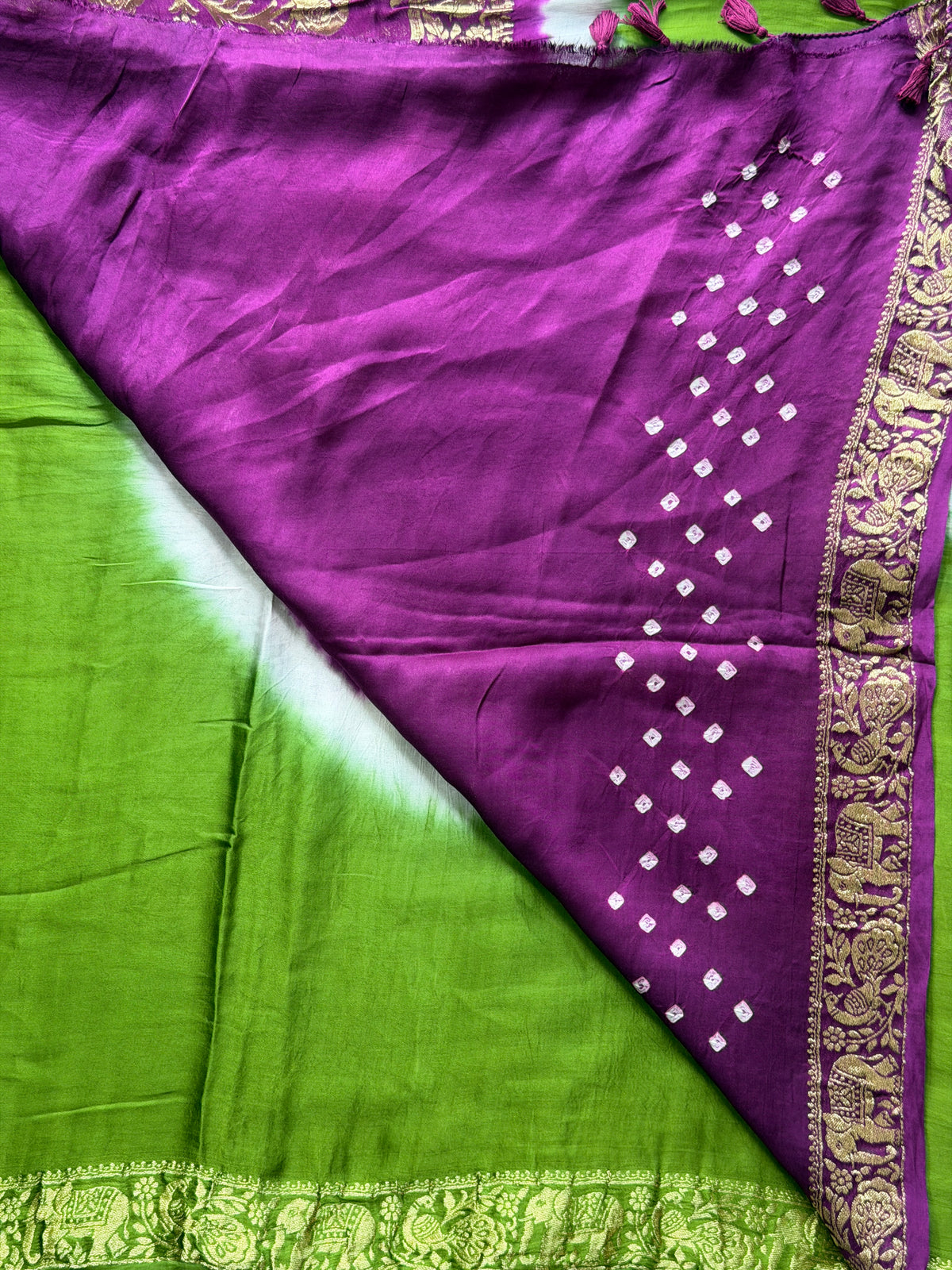 Modal Designer Bandhej Saree With Banarasi Border And Palla