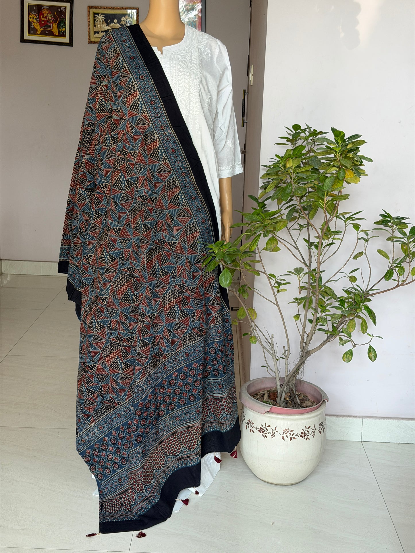 Ajrakh Cotton Contemporary Dupatta