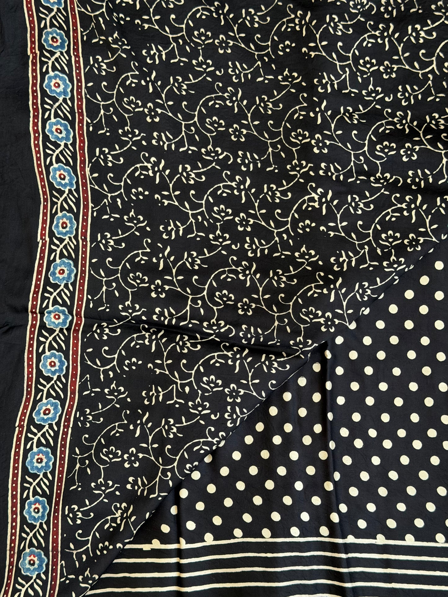 Black Natural Dyed Contemporary Ajrakh Modal Saree