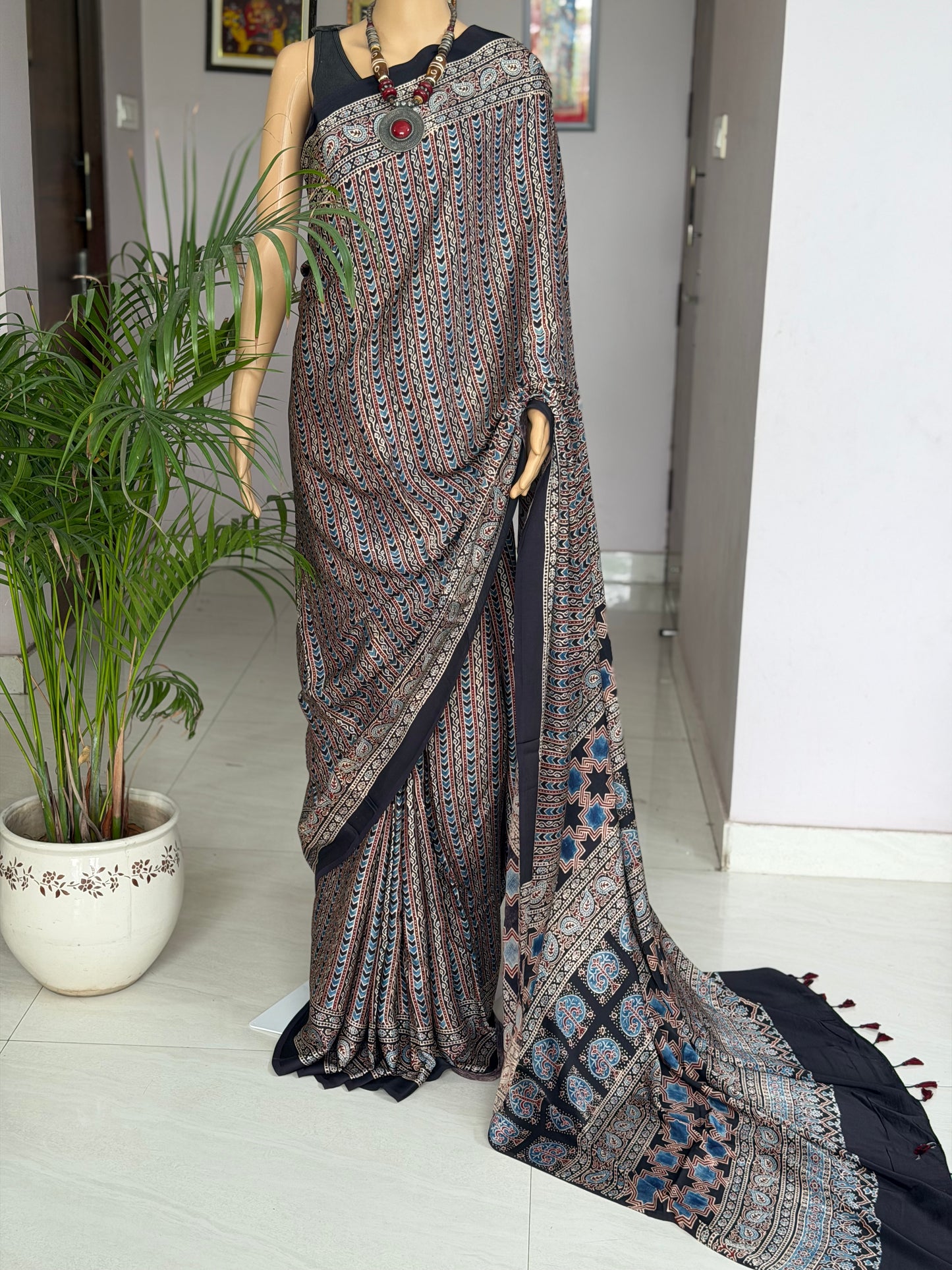 Ajrakh Modal Saree