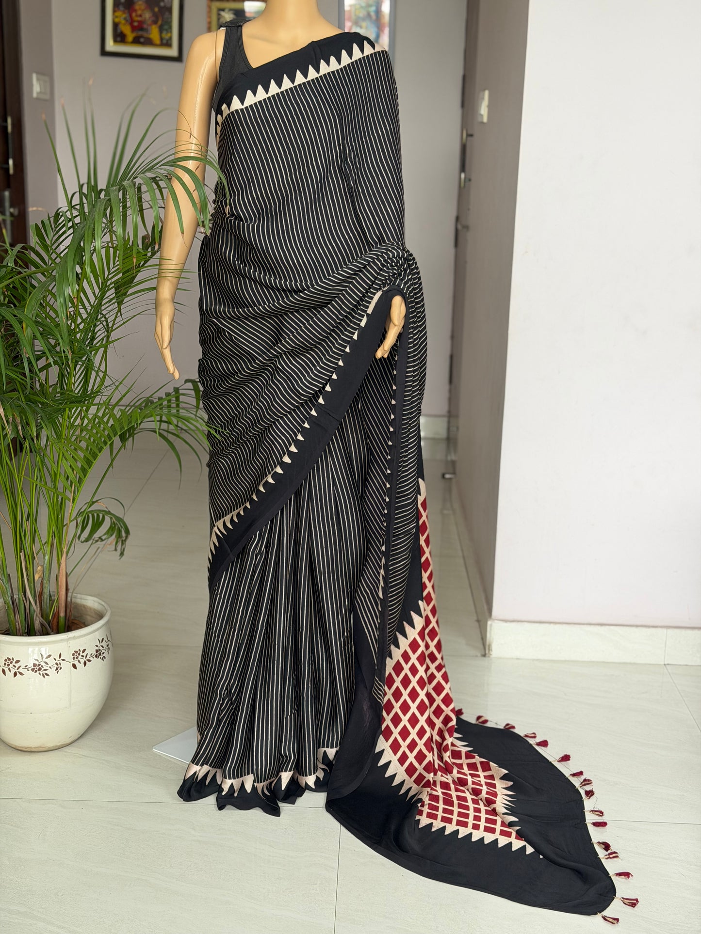 Ajrakh Contemporary Modal Saree