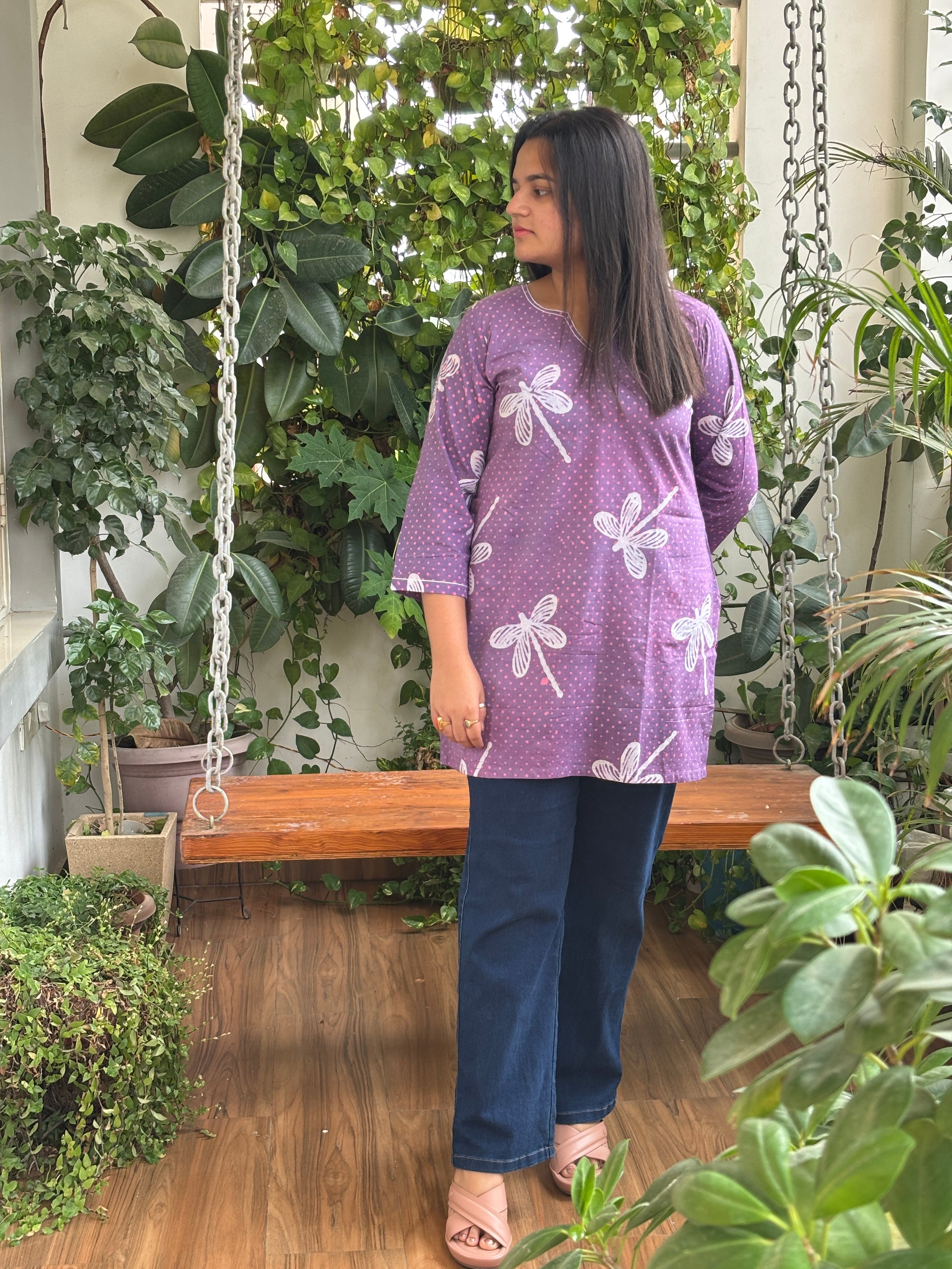 cotton short kurta side view