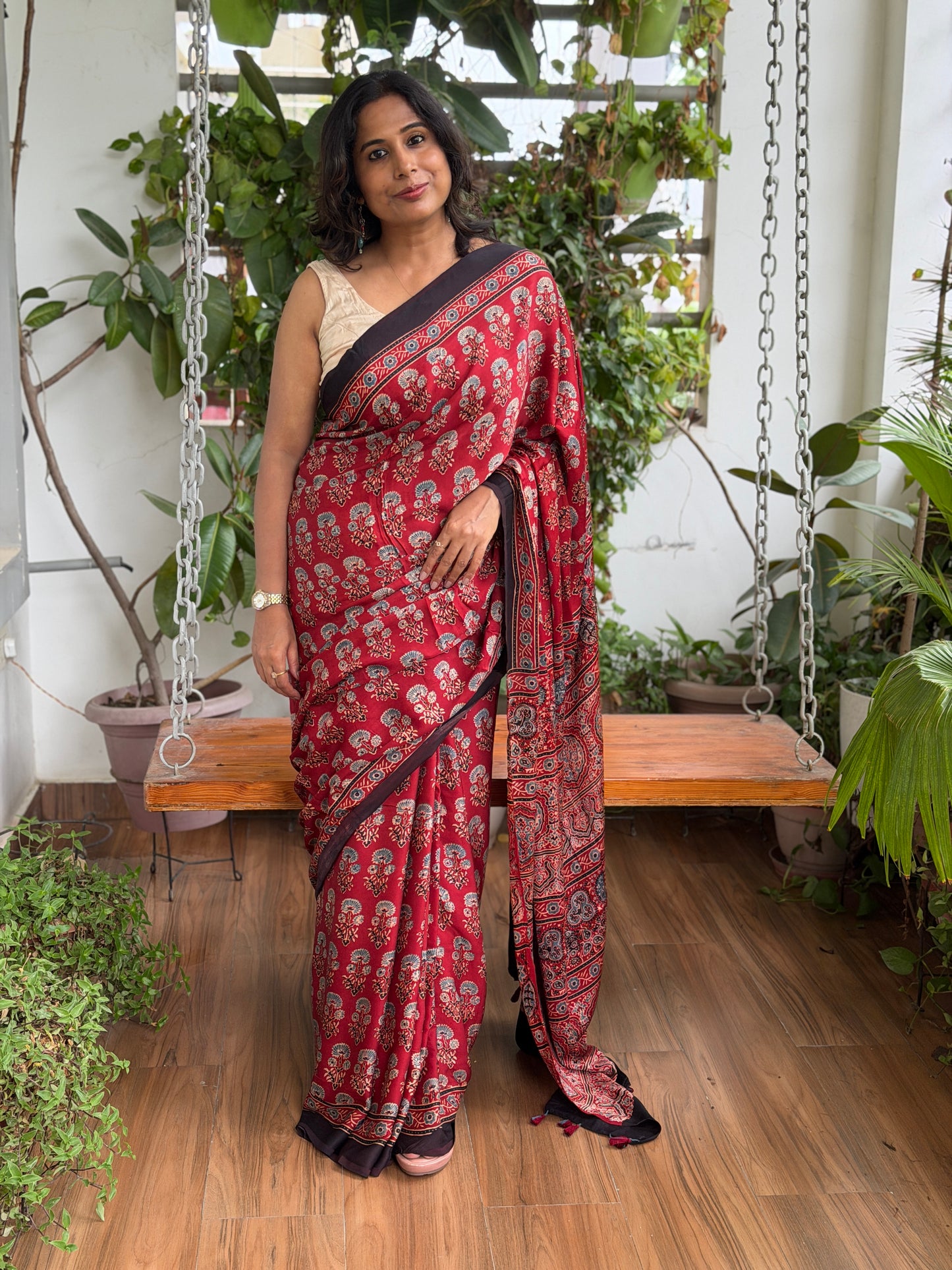 Ajrakh Modal Saree