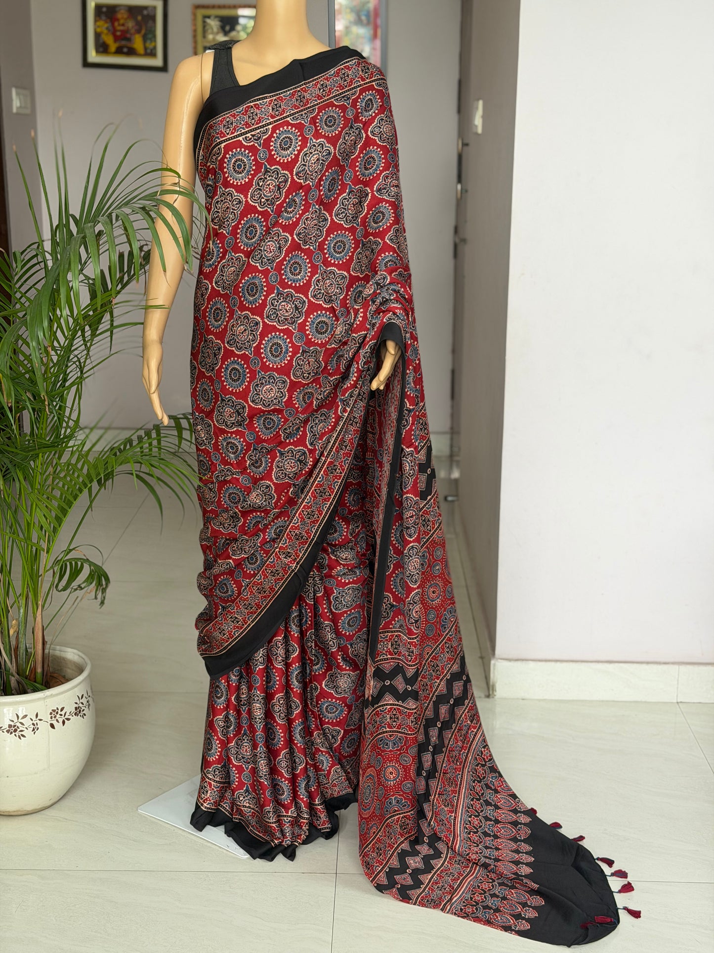 Ajrakh Modal Saree