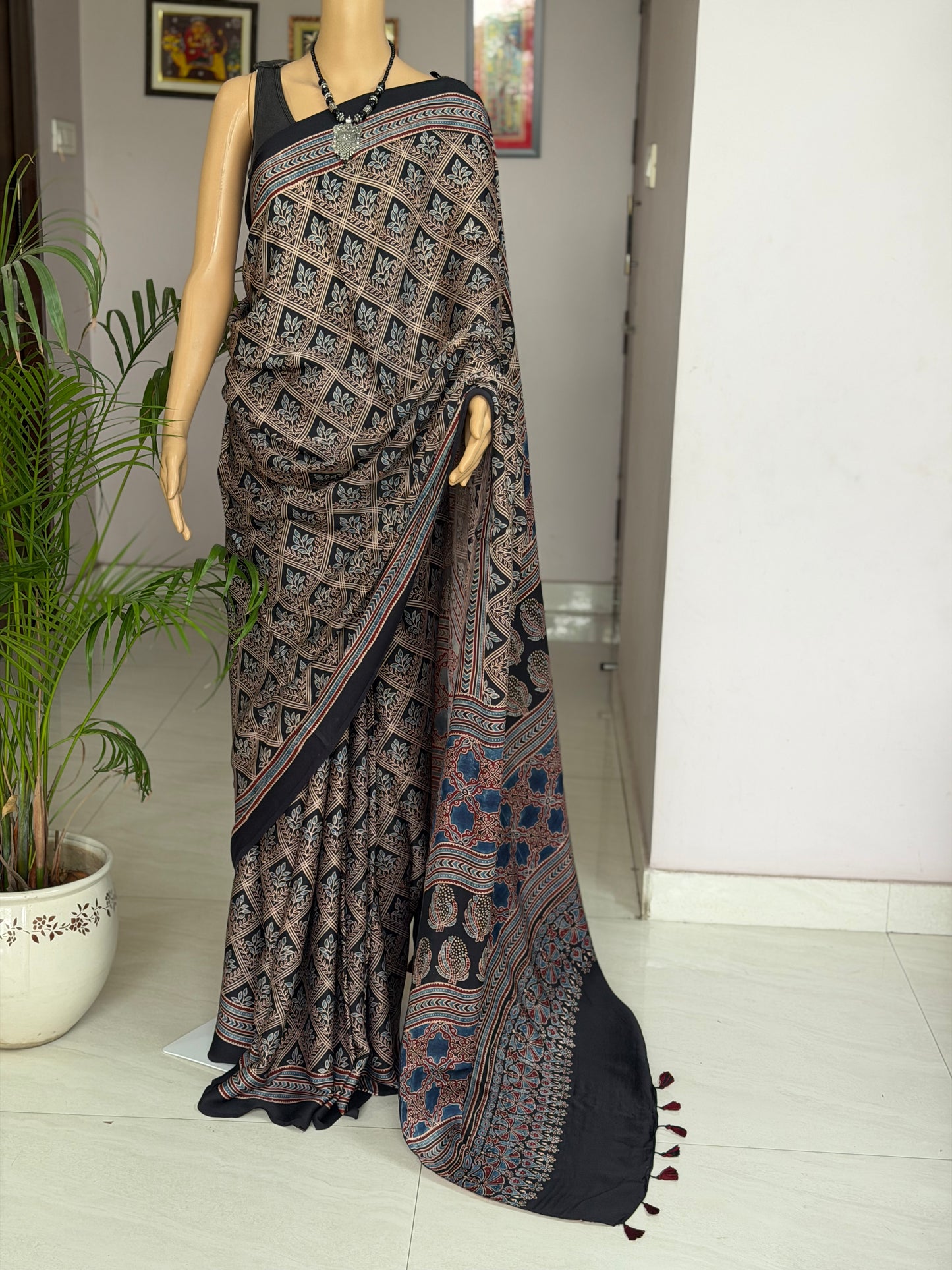 Ajrakh Modal Saree