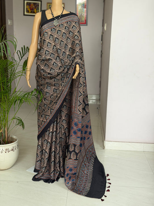 Ajrakh Modal Saree