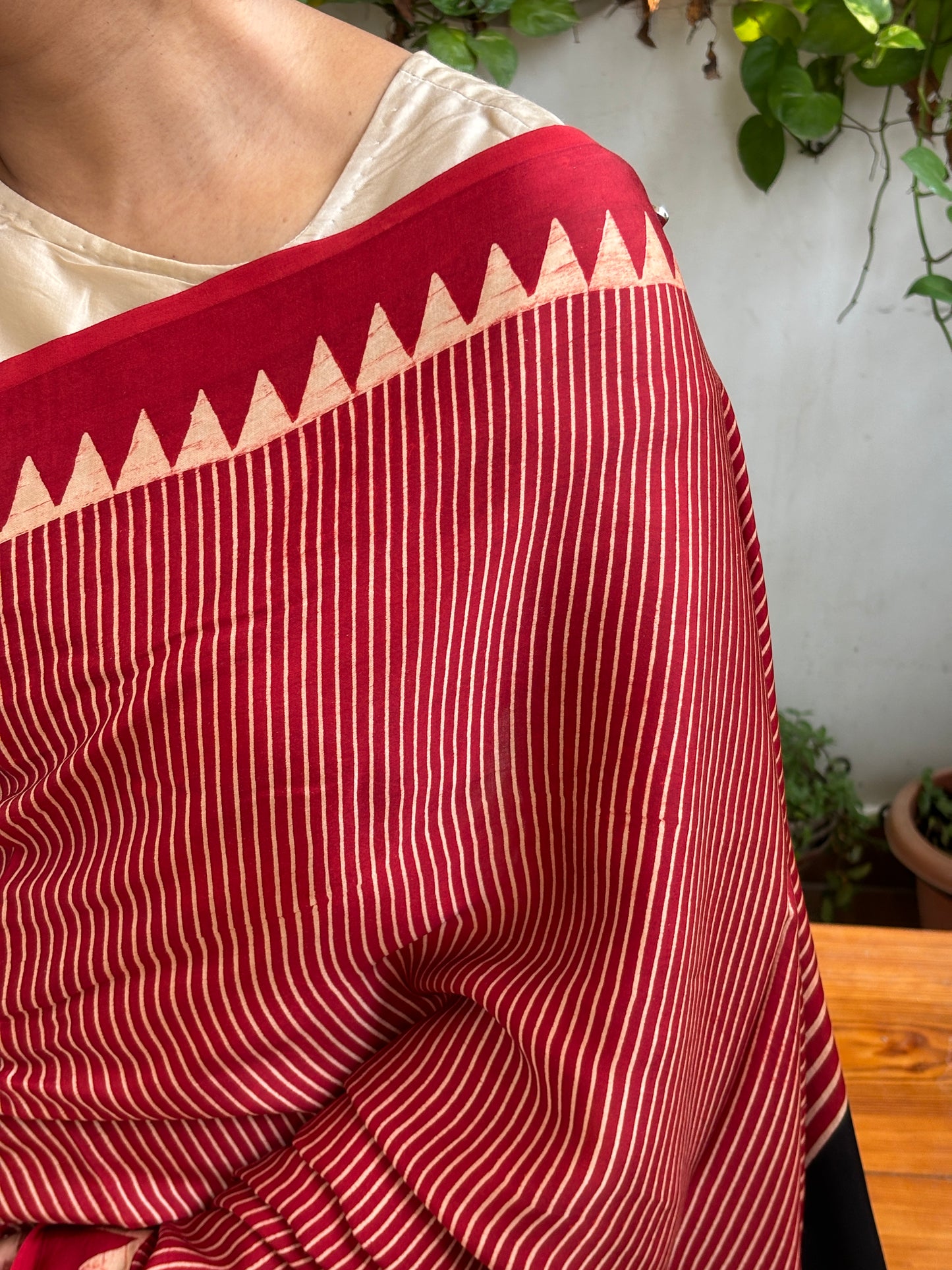 Charm Swirl - Natural Dyed Madder Colour Contemporary Saree