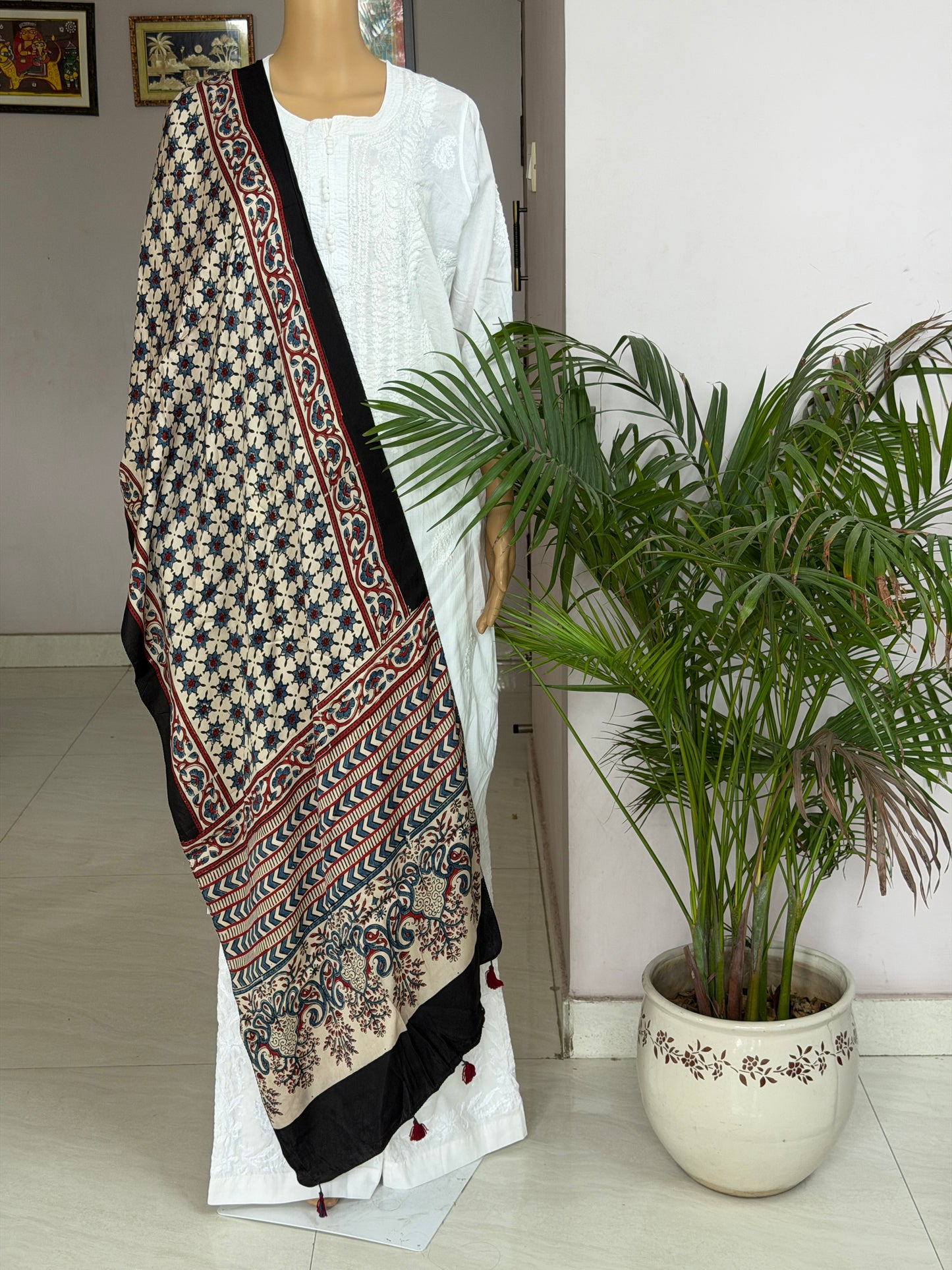 Ajrakh Hand Block Printed Modal Stole