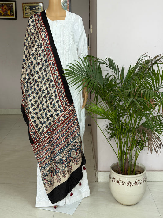 Ajrakh Hand Block Printed Modal Stole