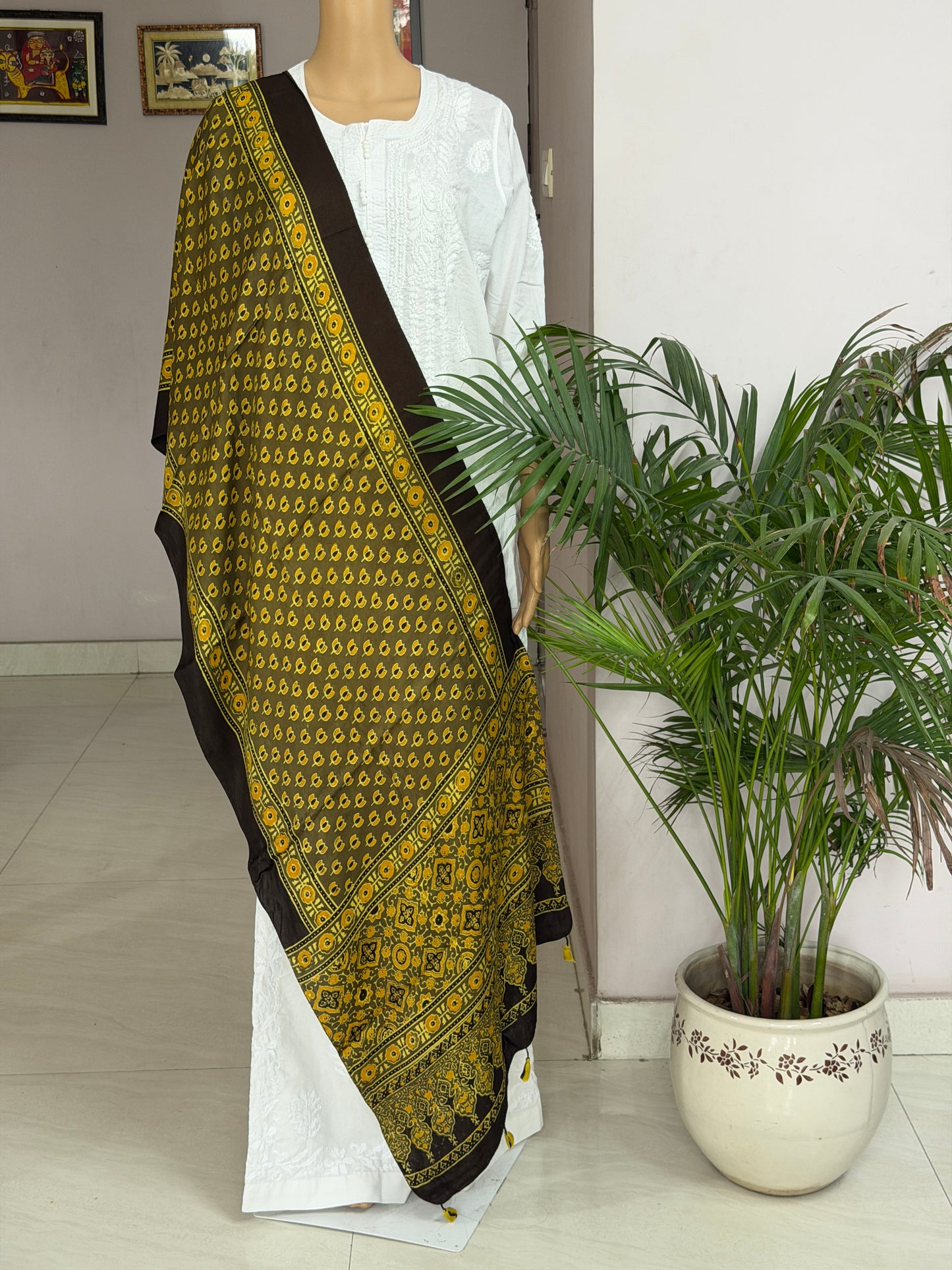 Ajrakh Contemporary Hand Block Printed Modal Stole