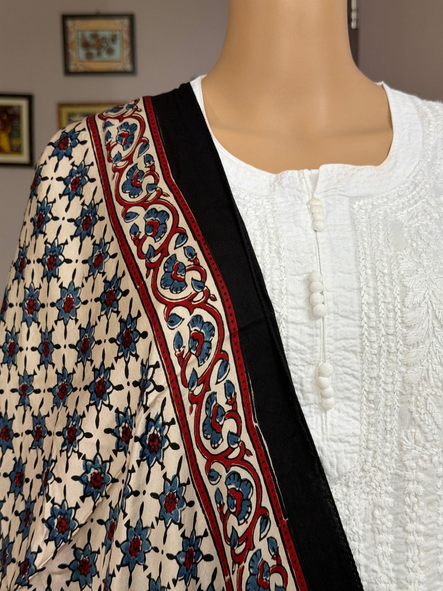 Ajrakh Hand Block Printed Modal Stole