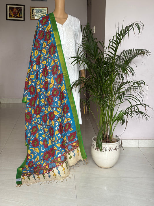 kalamkari dupatta,kalahasti kalamkari dupatta,front view.