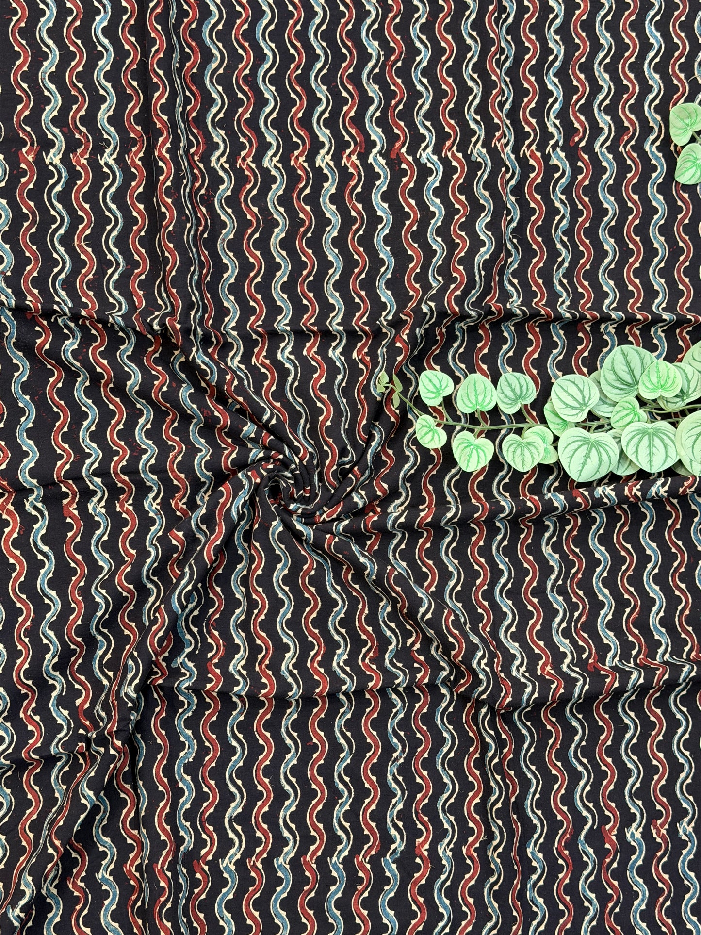 Black Ajrakh Cotton Fabric