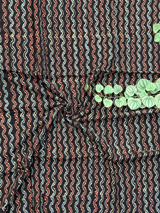 Black Ajrakh Cotton Fabric