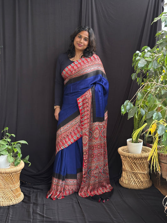 Ajrakh Modal Saree