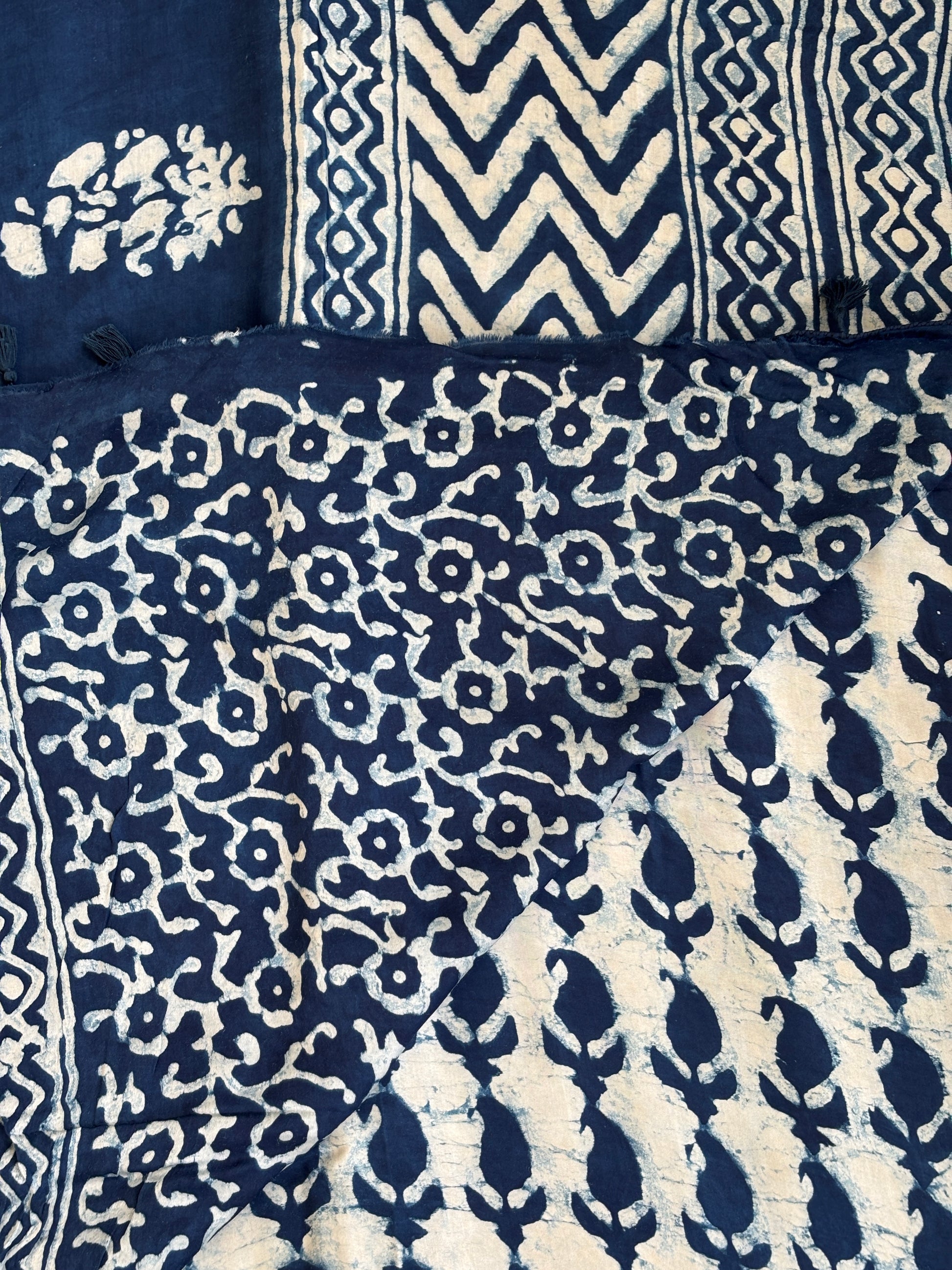 Dabu Hand Block Printed Pure Modal Silk Saree, Blouse 