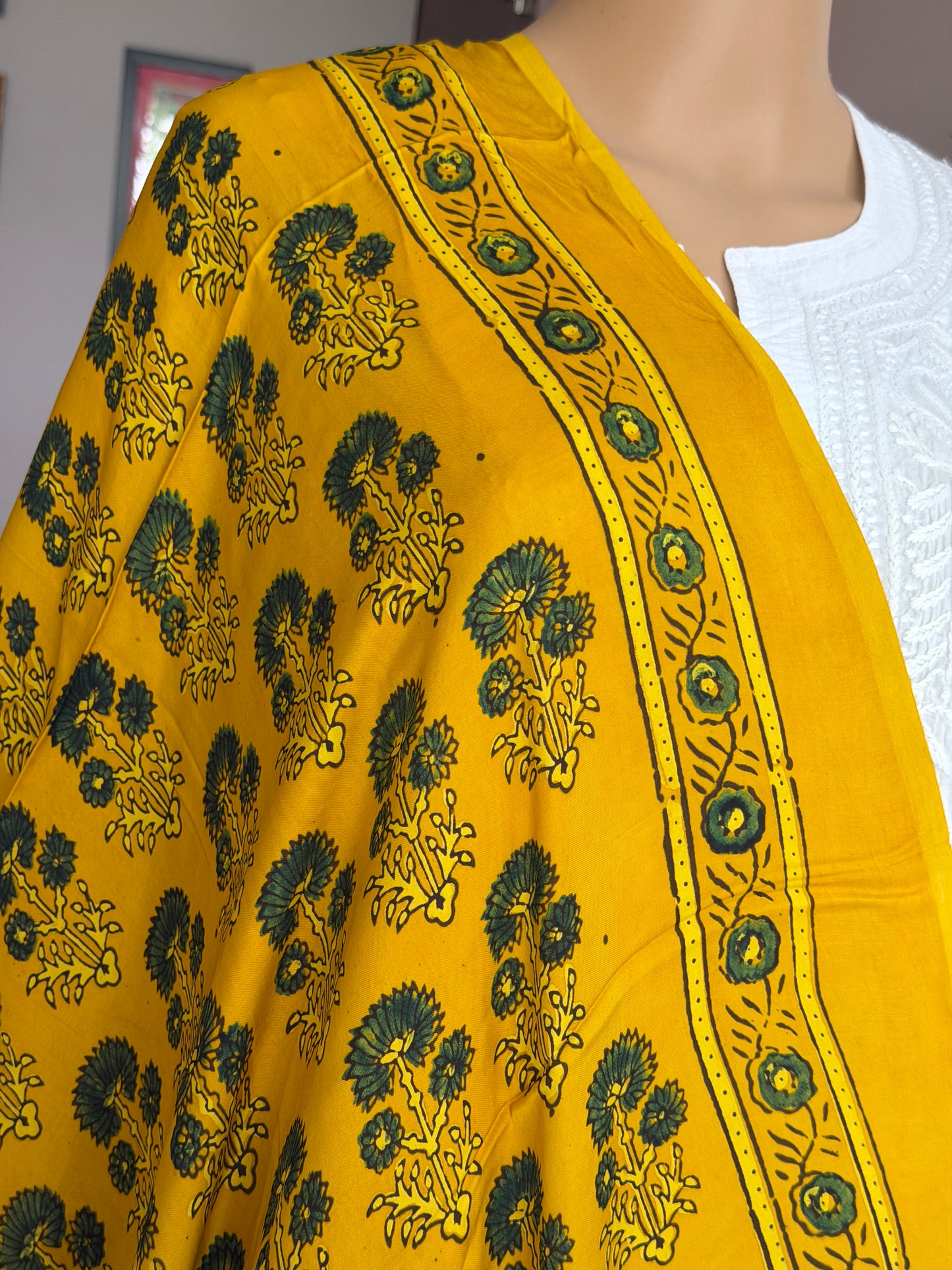 Ajrakh Yellow Modal Dupatta