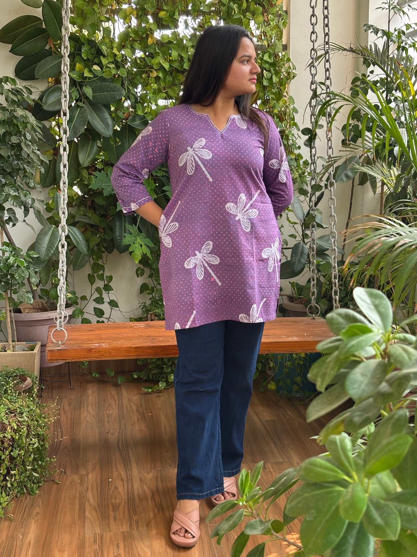 cotton short kurta side view