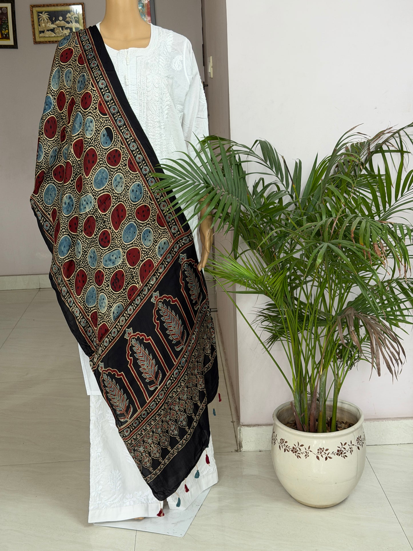 Ajrakh Contemporary Hand Block Printed Modal Stole