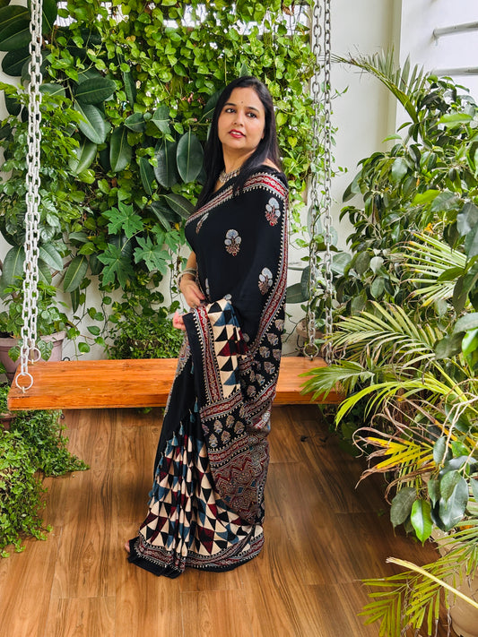 Aasma Ke Niche - Natural Dyed Contemporary Premium Modal Saree