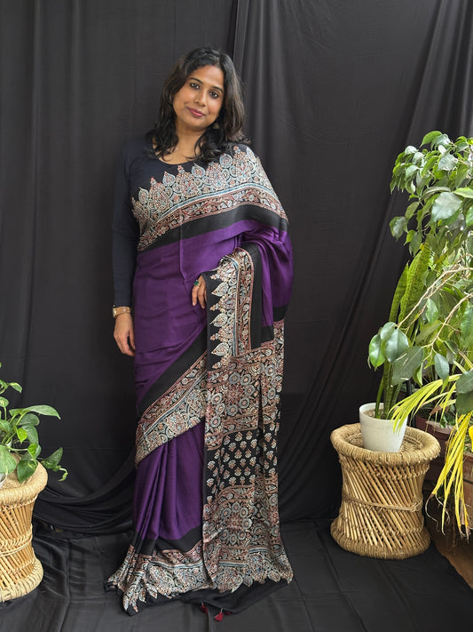 Ajrakh Modal Saree