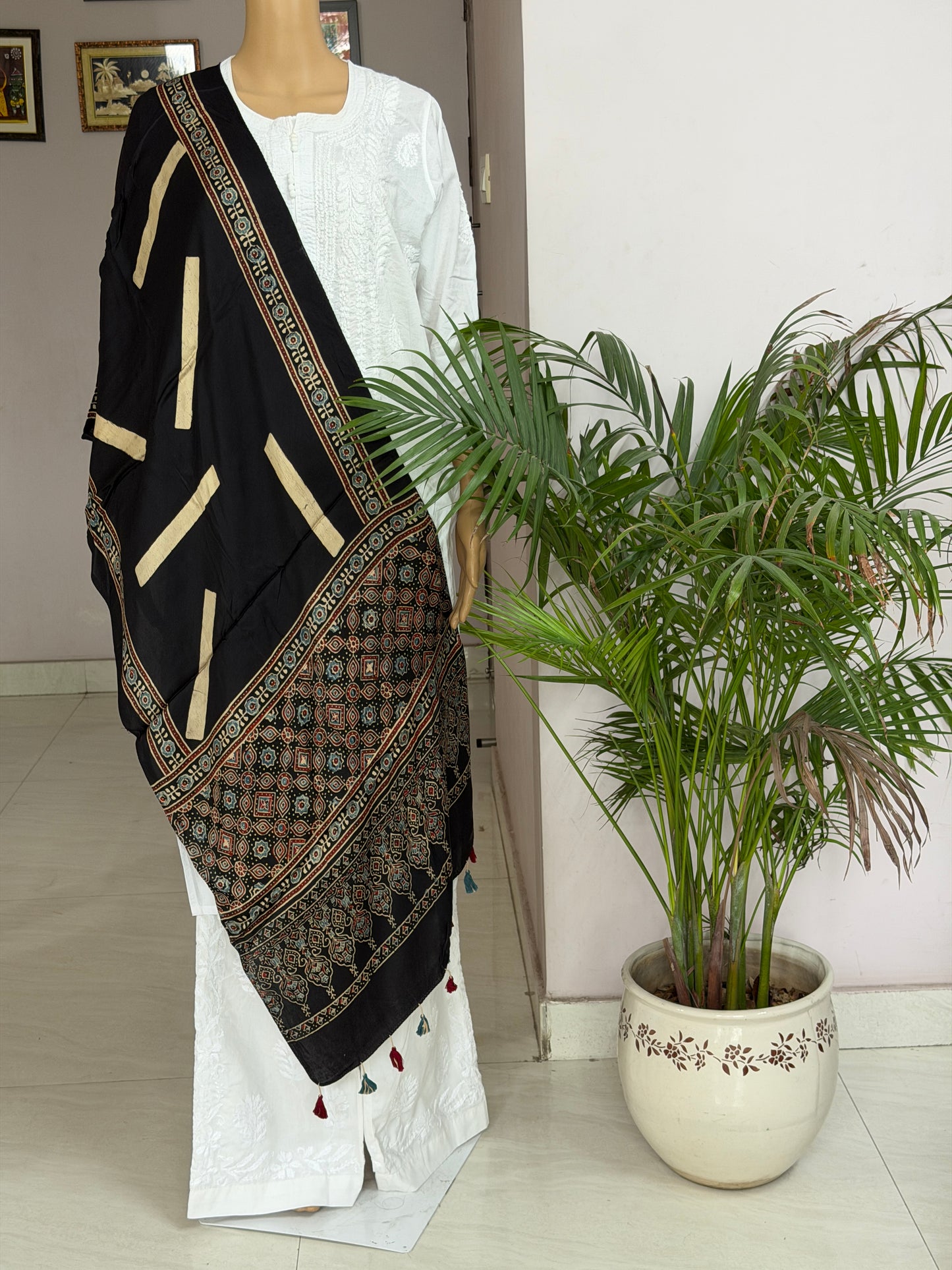 Ajrakh Contemporary Hand Block Printed Modal Stole