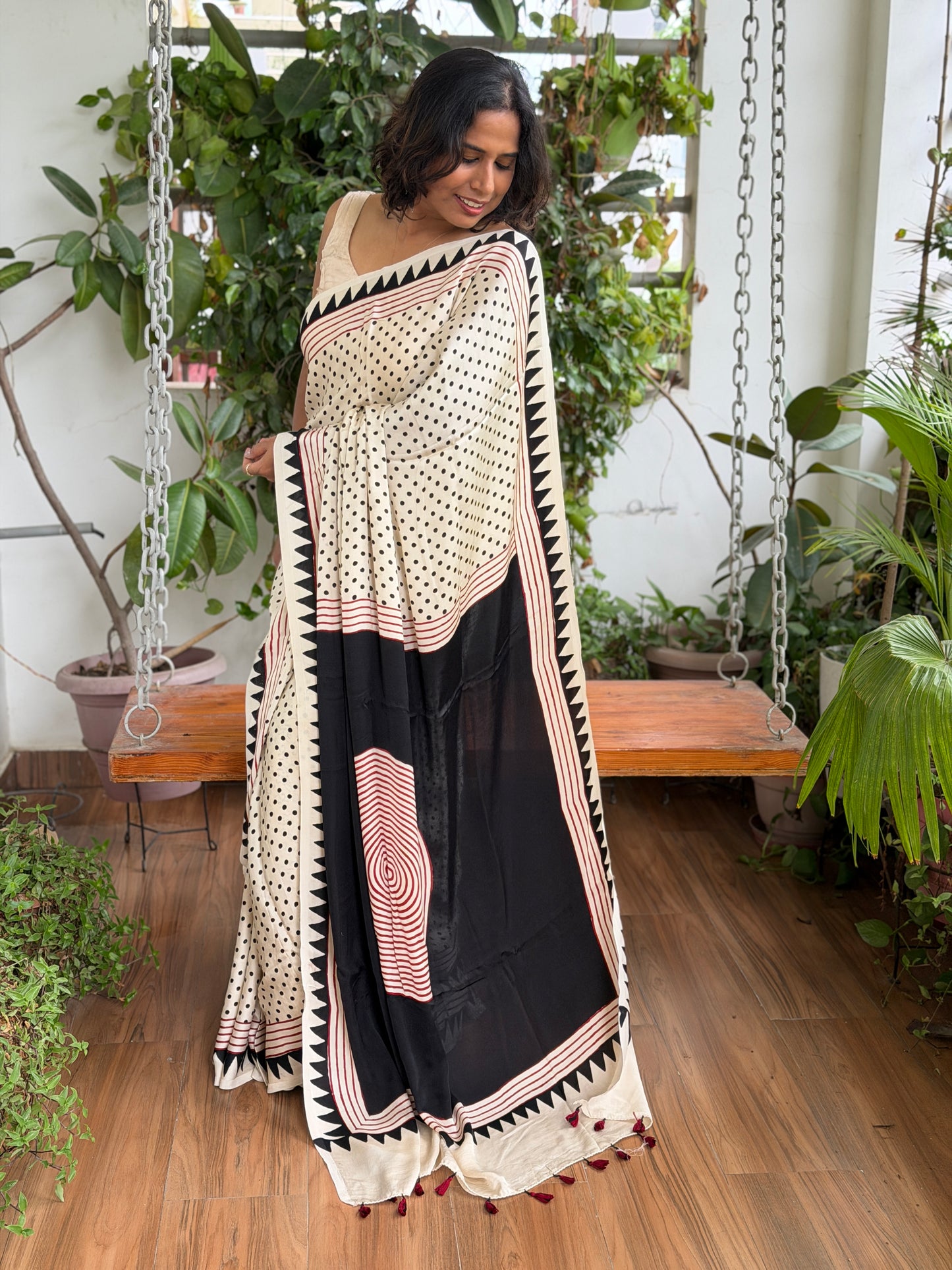 Ajrakh Modal Contemporary Saree