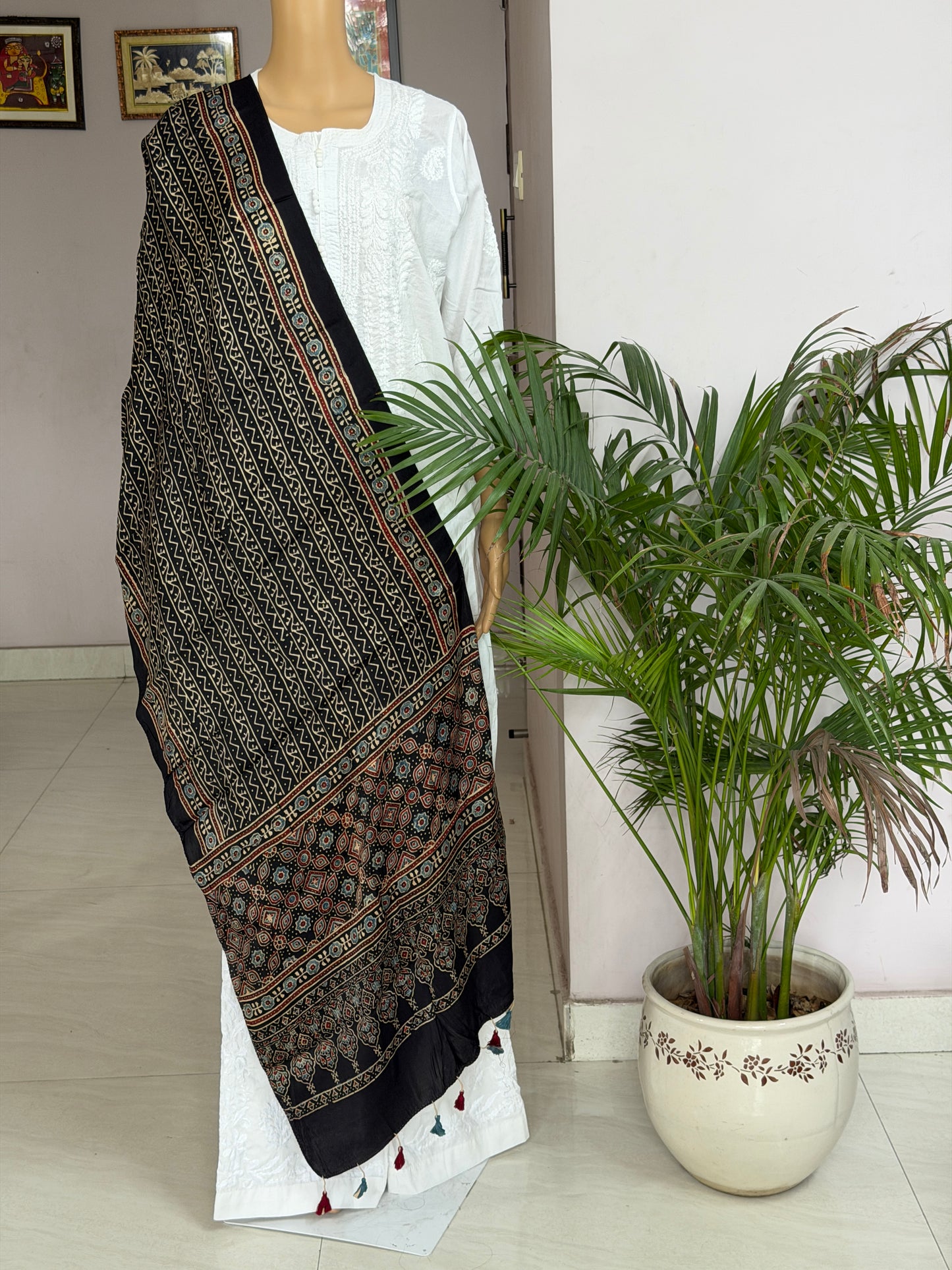 Ajrakh Contemporary Hand Block Printed Modal Stole