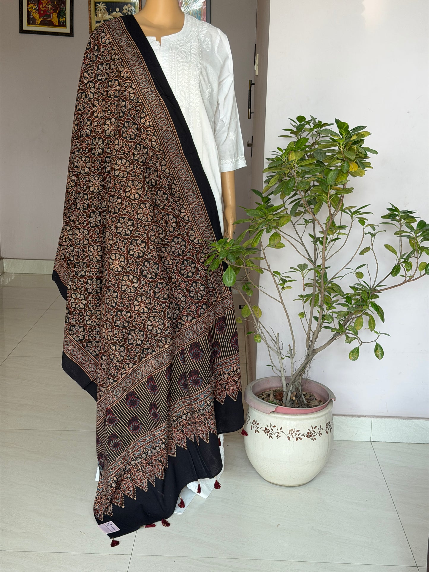 Ajrakh Cotton Contemporary Dupatta