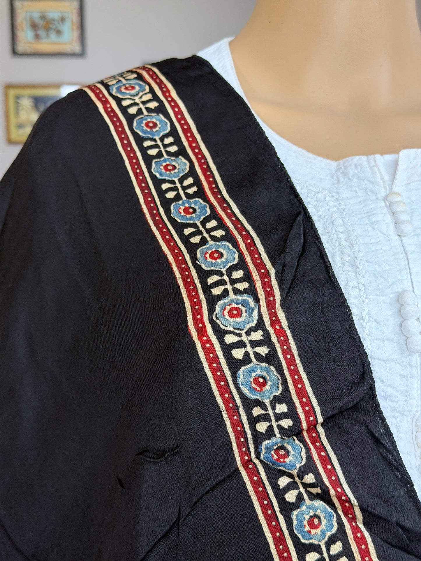 Black Contemporary Ajrakh Hand Block Printed Modal Stole
