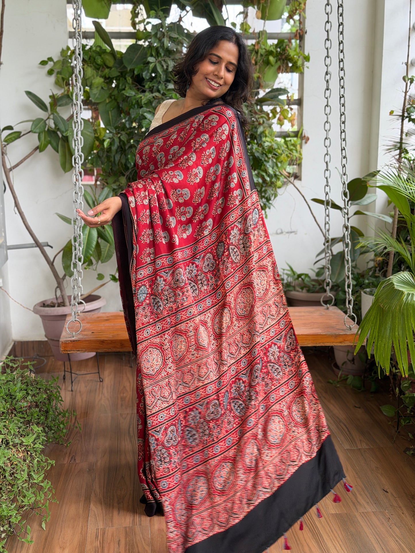 Ajrakh Modal Saree