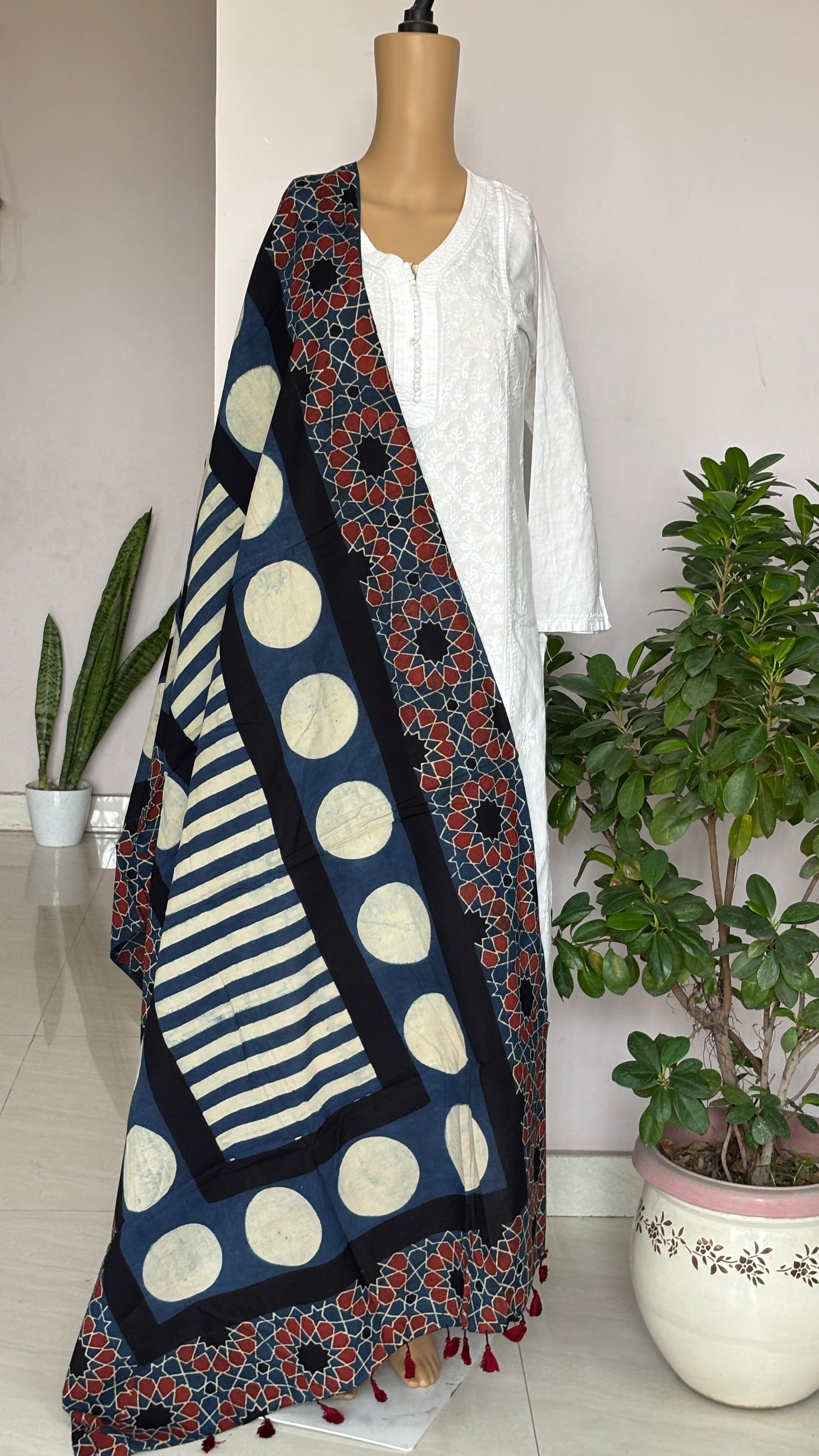 Ajrakh Cotton Contemporary Dupatta
front view