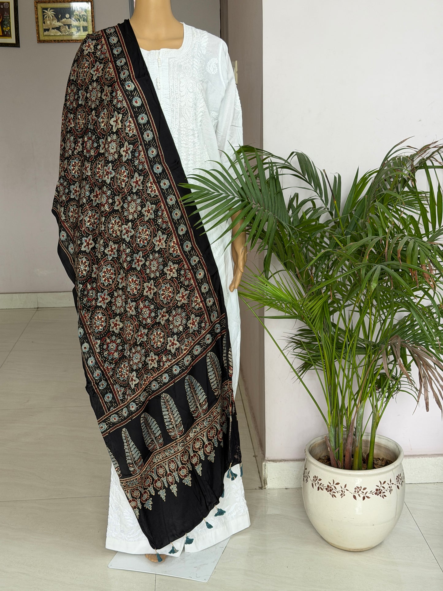 Ajrakh Hand Block Printed Modal Stole