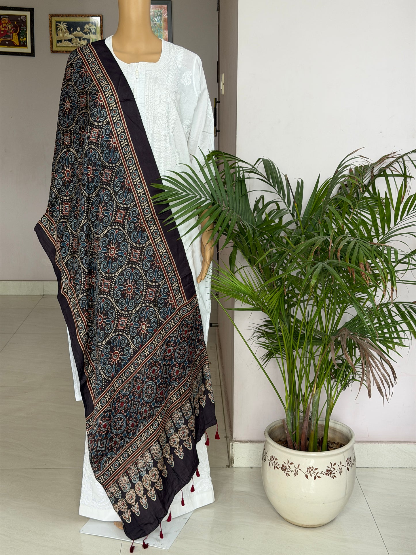 Ajrakh Hand Block Printed Modal Stole