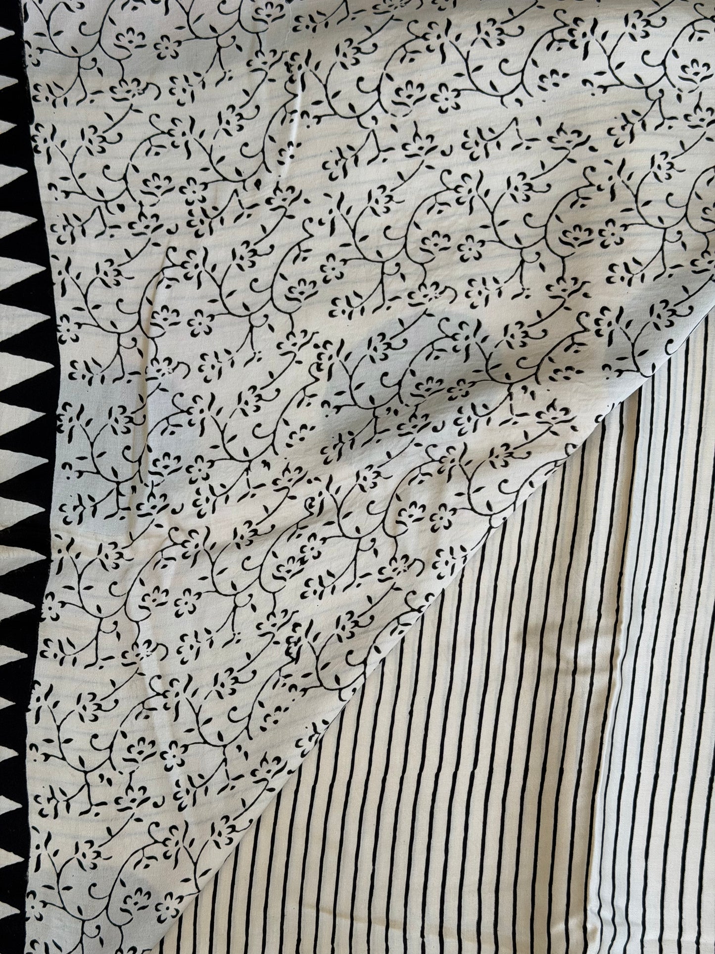 Khatta Meetha  - Pale Ivory Contemporary Ajrakh Modal Saree