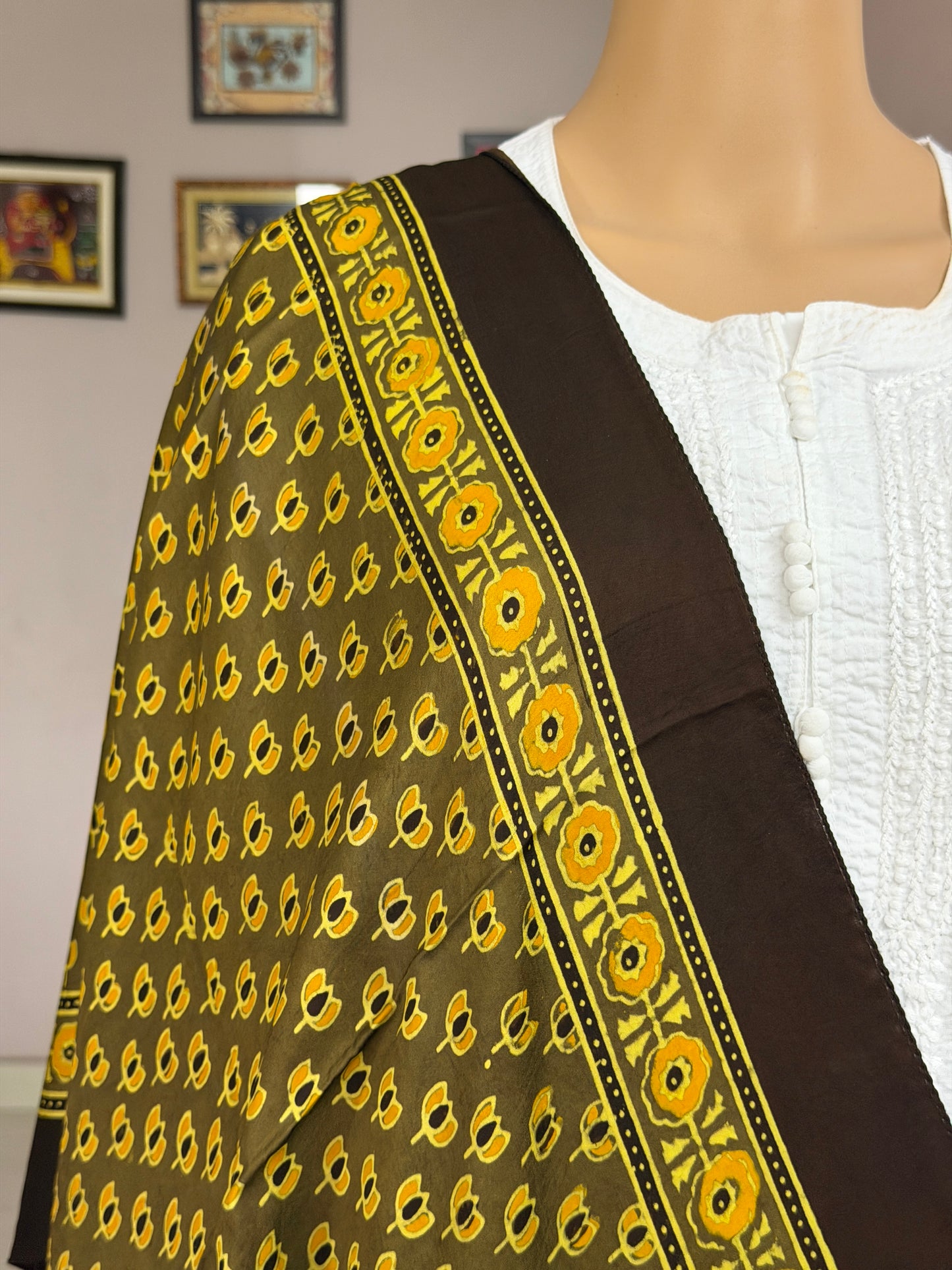Ajrakh Contemporary Hand Block Printed Modal Stole
