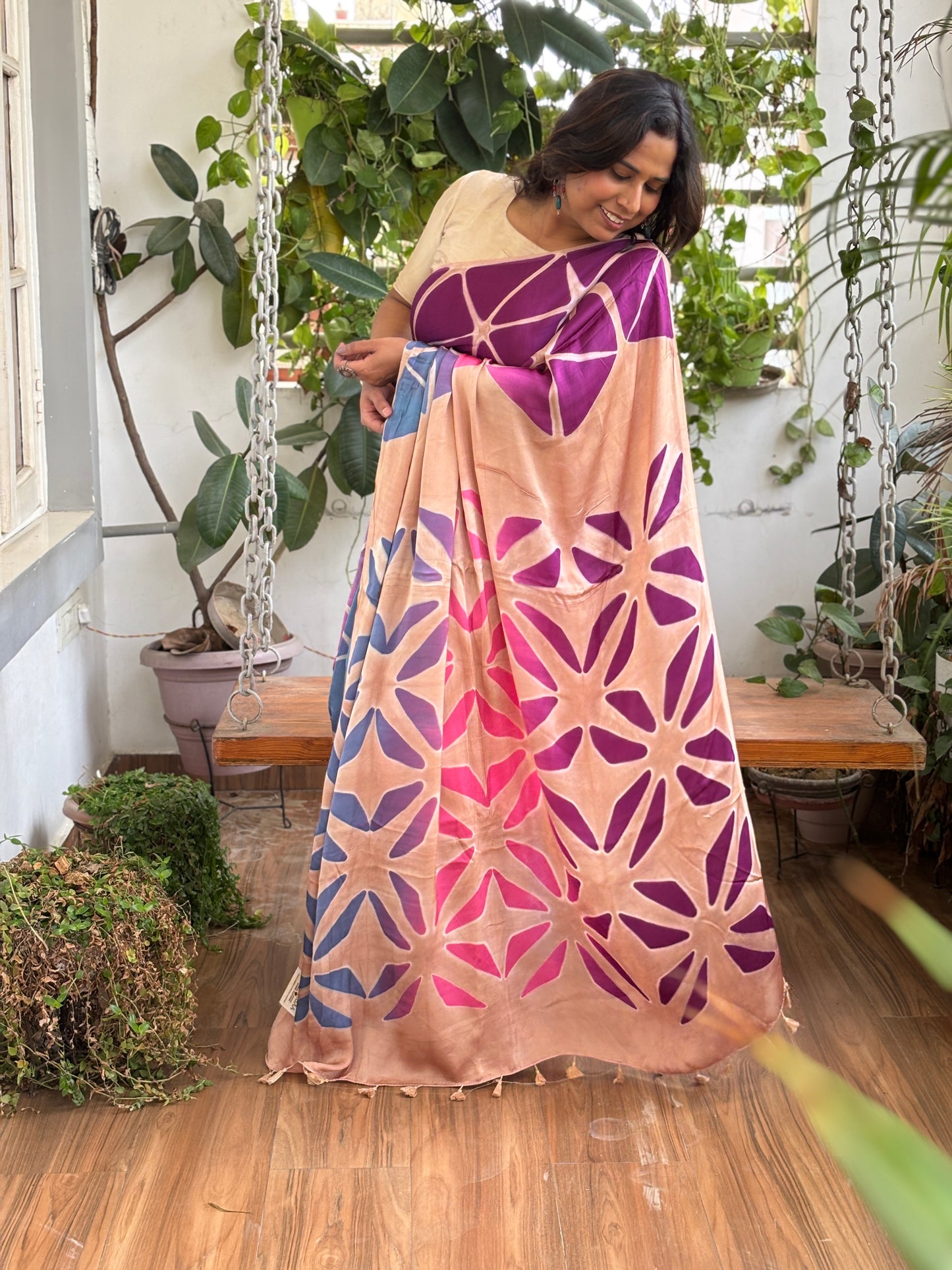 Shibori Clamp Dyed Modal Saree