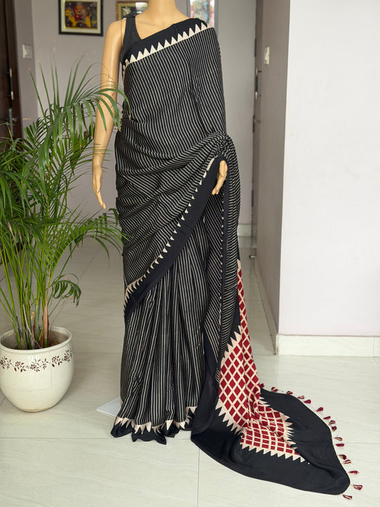 Ajrakh Contemporary Modal Saree