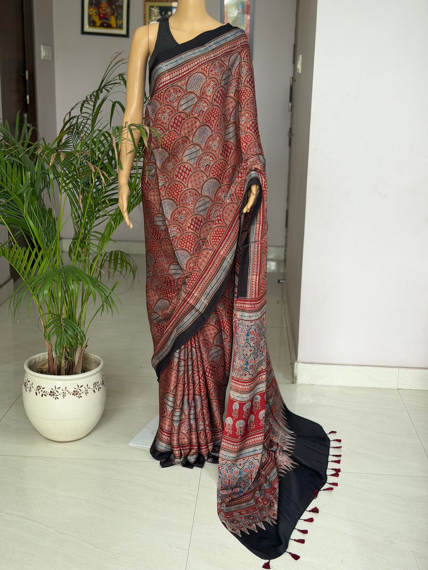 Ajrakh Modal Saree