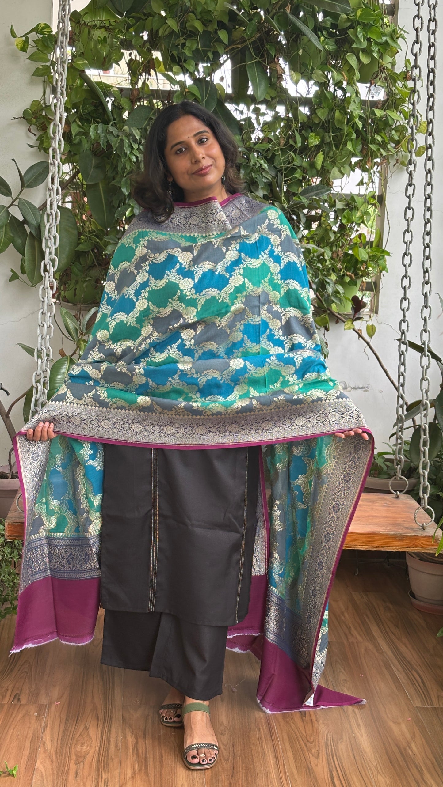 Muga Silk Handloom Banarasi Dupatta