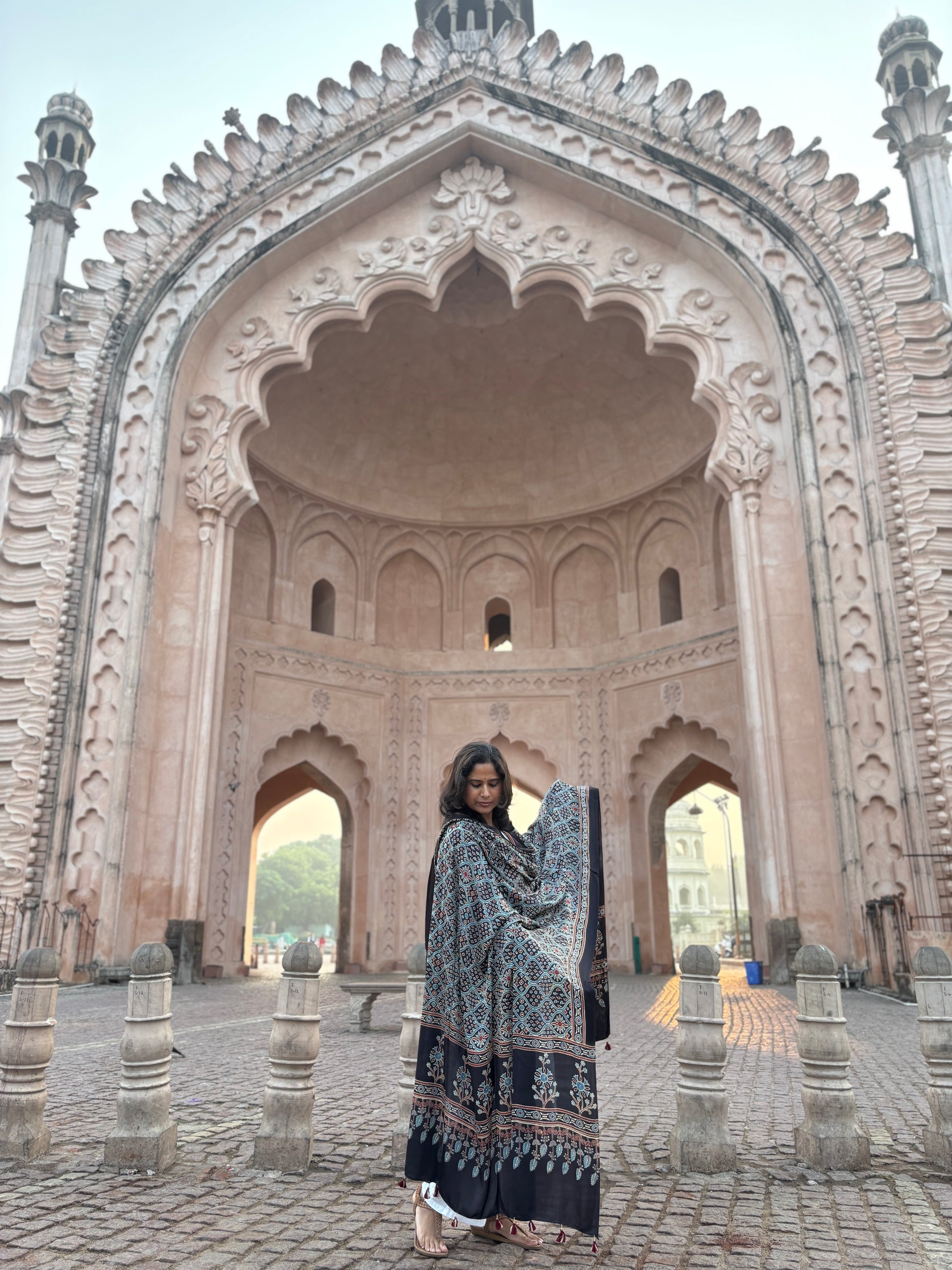 Ajrakh Modal Silk Dupatta over View