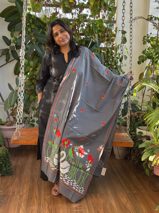 Kantha Hand Embroidered Pure Cotton Statement Dupatta
