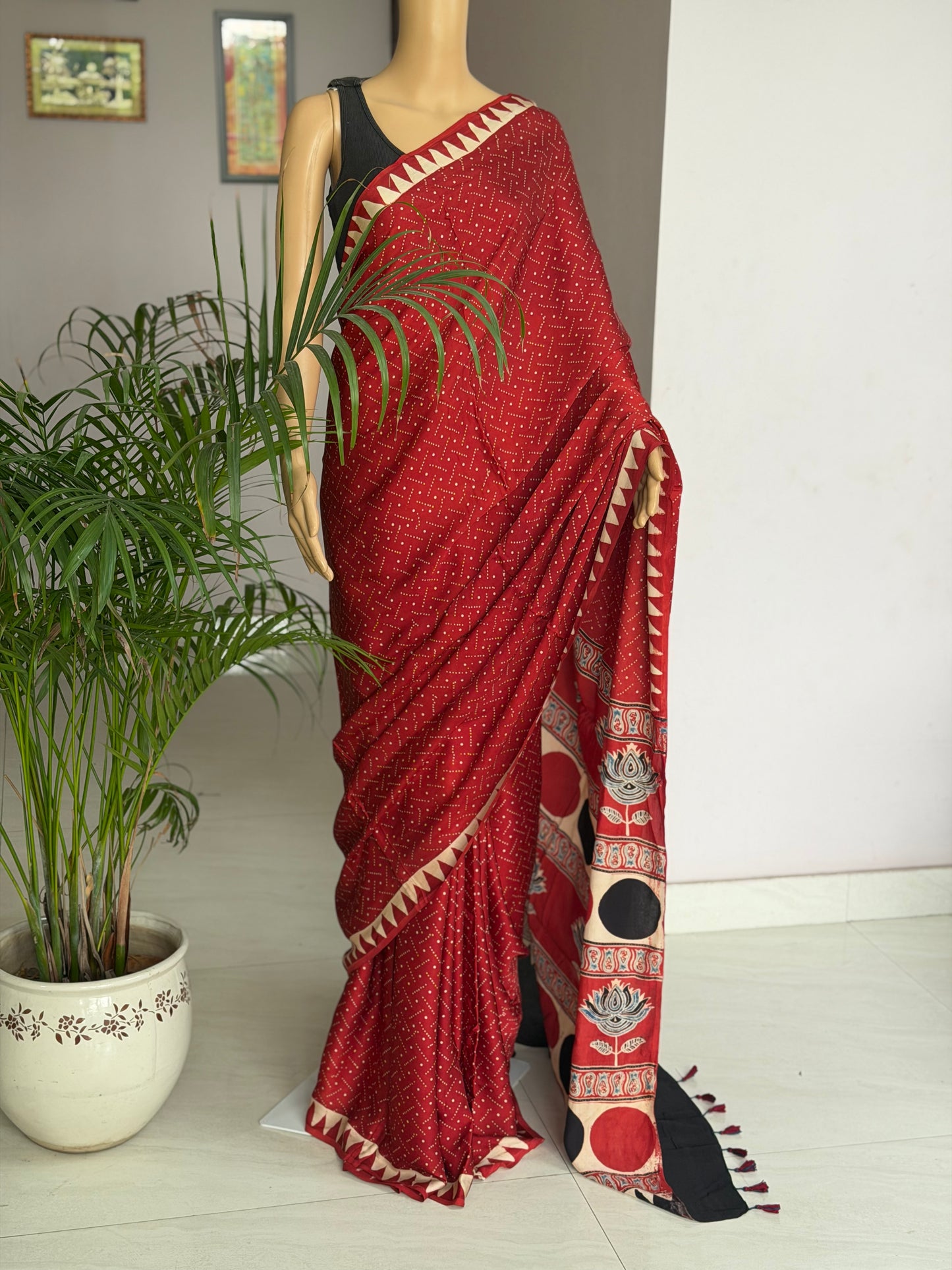 Ajrakh Contemporary Modal Saree